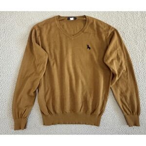 Blade + Blue Sweater Mens XL Camel V Neck Pullover Embroider Dog Made in USA